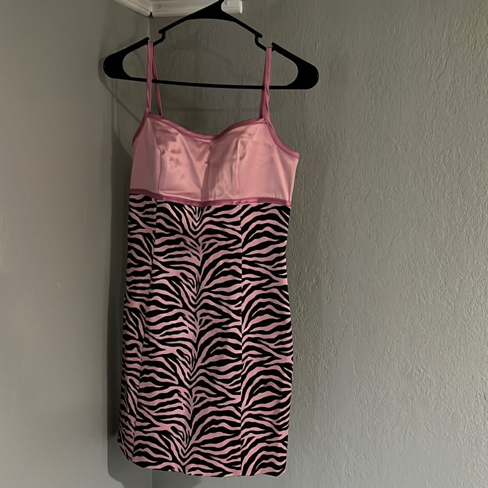 Vintage 90’sy2k Cache mini Pink Zebra dress